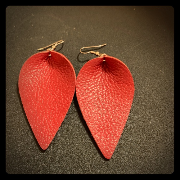 Large leather earrings - Picture 1 of 1